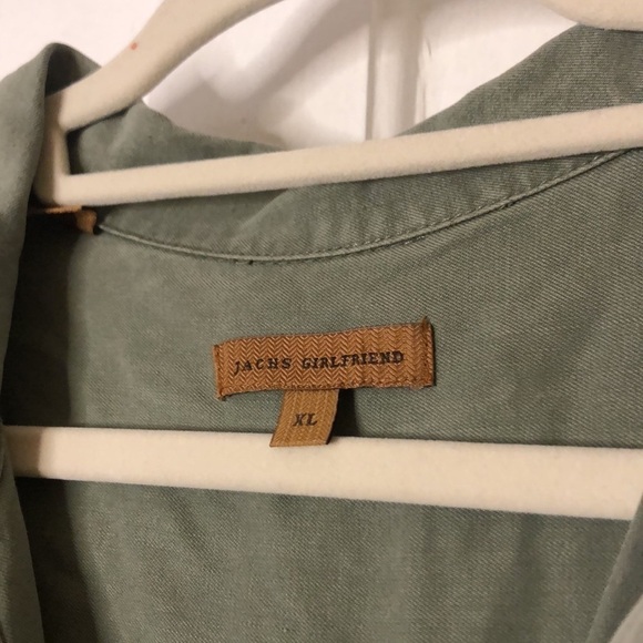 JACHS Girlfriend Short Dolman Sleeve Button Up V Neck Round Hem Shirt Top XL - Picture 9 of 10